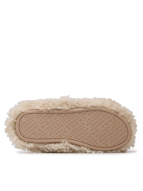 Tommy Hilfiger Copati Tommy Hilfiger Sherpa Fur Home Slippers Strap FW0FW06576 Bež