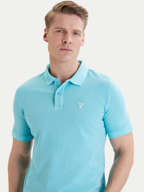Guess Guess Поло F6GP03 K9WF1 Бірюзовий Slim Fit