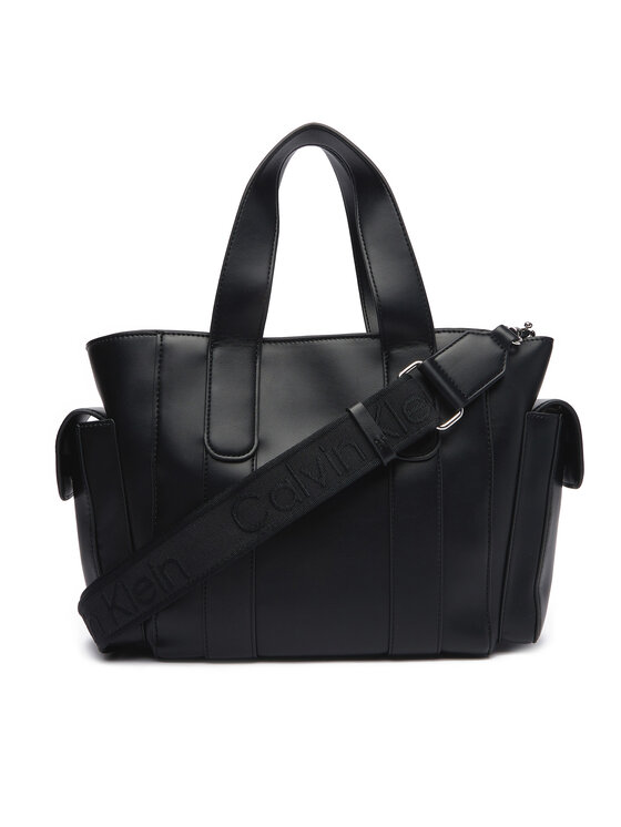 Calvin Klein Geantă Calvin Klein Webbing Strap Small Tote LV04F3290G Negru