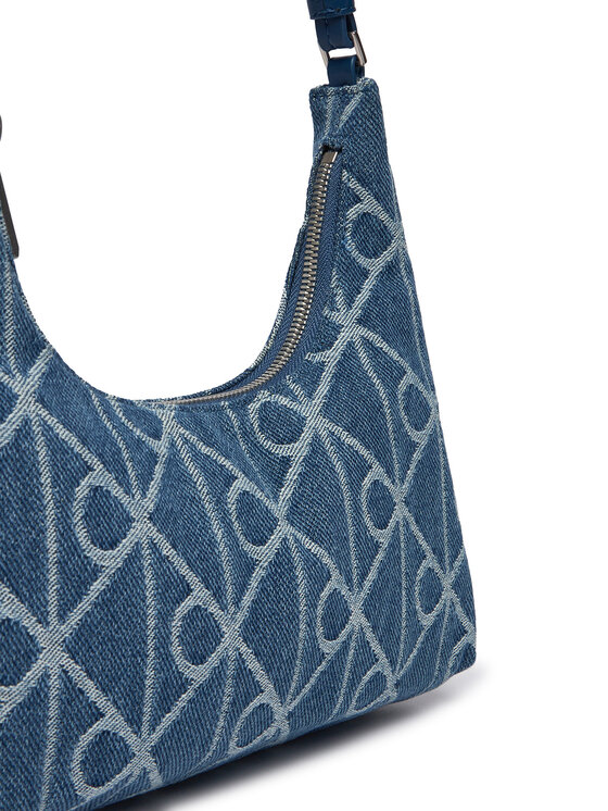 Calvin Klein Borsetta Calvin Klein Emblem Aop Denim Shoulder Bag LV04F3431G Blu