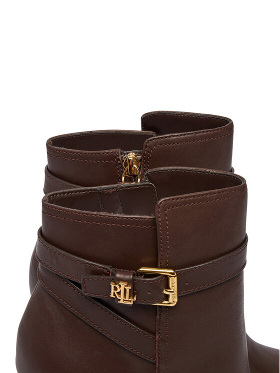 LAUREN RALPH LAUREN Bokacsizma LAUREN RALPH LAUREN Brooke II Calfskin Bootie Heel 802974475003 Barna