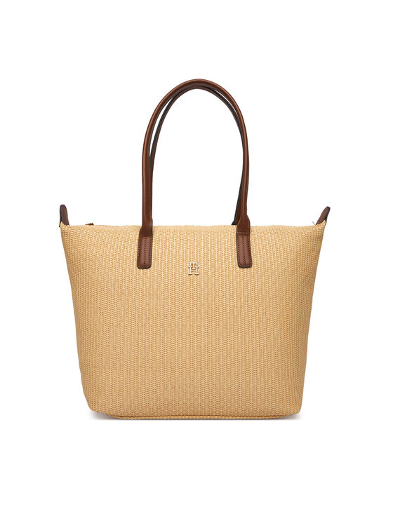 Tommy Hilfiger Geantă Tommy Hilfiger Popette Tote Raffia AW0AW18528 Bej