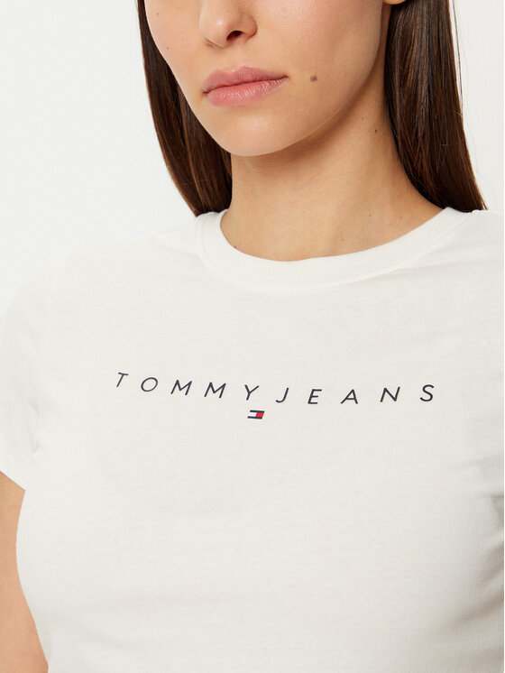 Tommy Jeans Tommy Jeans Póló Linear DW0DW18398 Fehér Slim Fit