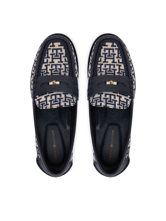 Tommy Hilfiger Loafers Tommy Hilfiger Th Monogram Penny Bar Loafer FW0FW09537 Bleumarin