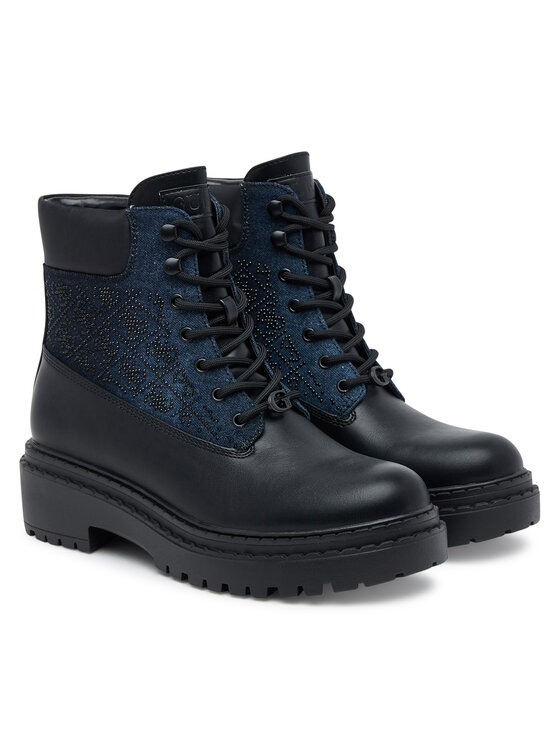 Guess Trapper stila apavi Guess FLTLDS DEN10 Melns