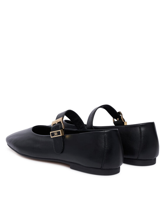 Tommy Hilfiger Ballerine Tommy Hilfiger Buckle Leather Ballerina FW0FW09684 Nero