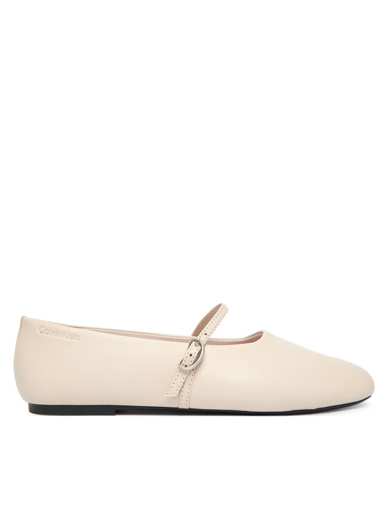 Calvin Klein Balerinke Calvin Klein Oblique Ballerina Mj Lth Hdw HW0HW02847 Écru