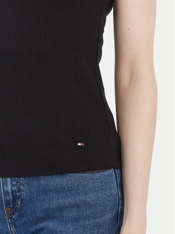 Tommy Hilfiger Tommy Hilfiger Felső WW0WW38635 Fekete Slim Fit