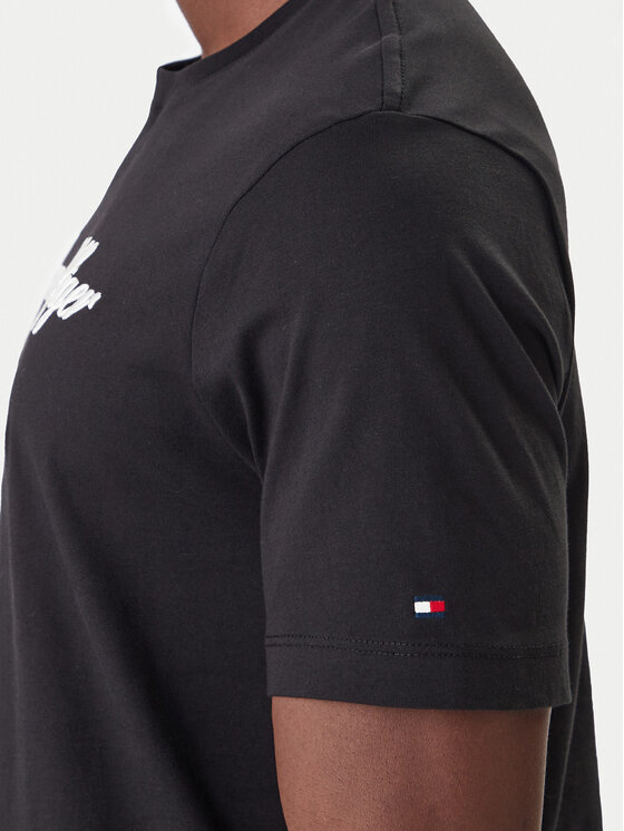 Tommy Hilfiger Tommy Hilfiger Camiseta Script Logo MW0MW33691 Negro Regular Fit