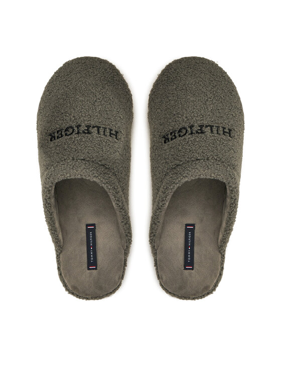 Tommy Hilfiger Bačkory Tommy Hilfiger Warm Curly House Shoe FM0FM05226 Šedá