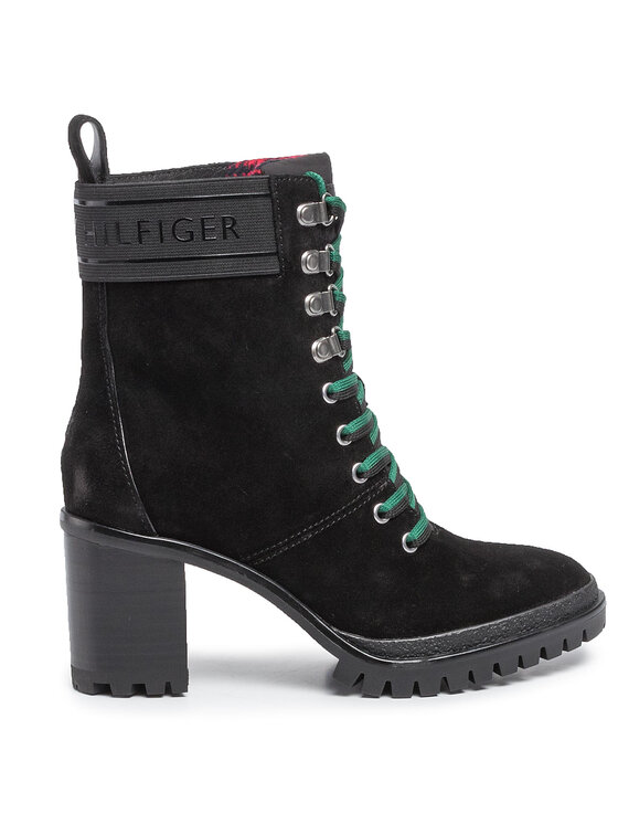 Tommy Hilfiger Botines planos Tommy Hilfiger Sporty Outdoor Mid Heel Lace Up FW0FW04341 Negro