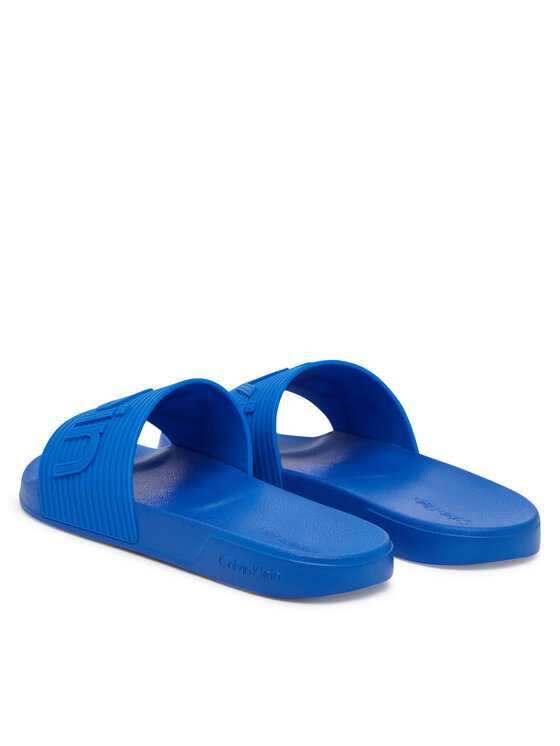 Calvin Klein Klapki Calvin Klein Nemo - Contoured Emblem Logo Sliders HM0HM02113 Niebieski