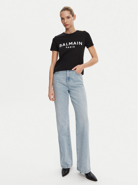 Balmain Balmain Футболка BF1EF005BB02 Чорний Regular Fit