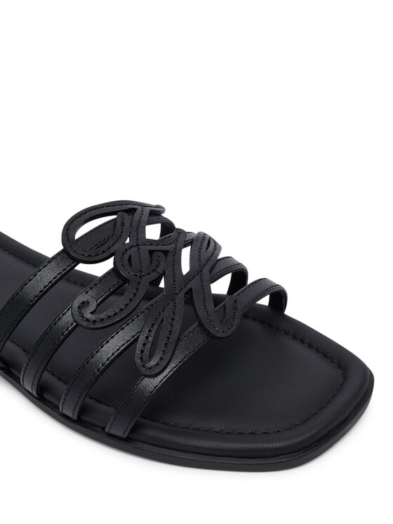 Tommy Hilfiger Šľapky Tommy Hilfiger Th Script Flat Mule Lth FW0FW09368 Čierna