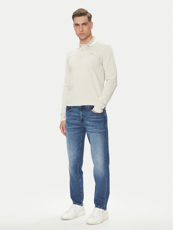 BOSS BOSS Polo Peoxfordlong_1 50544845 Bež Regular Fit