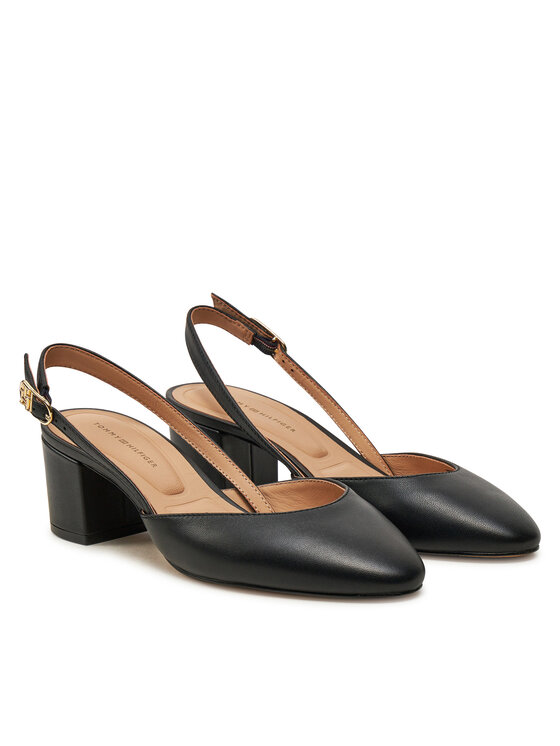 Tommy Hilfiger Czółenka Tommy Hilfiger Pump Slingback Smooth Leather FW0FW08621 Czarny