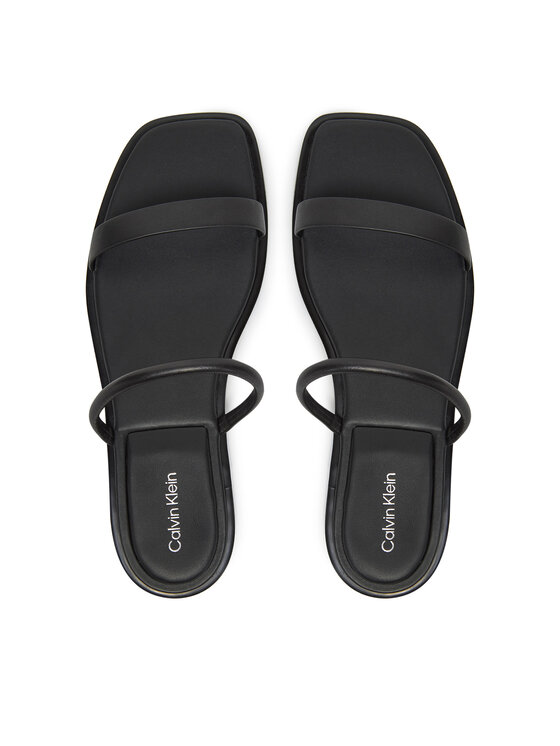 Calvin Klein Şlapi Calvin Klein Flat Sandal Squared 2-Bar Lth HW0HW02532 Negru