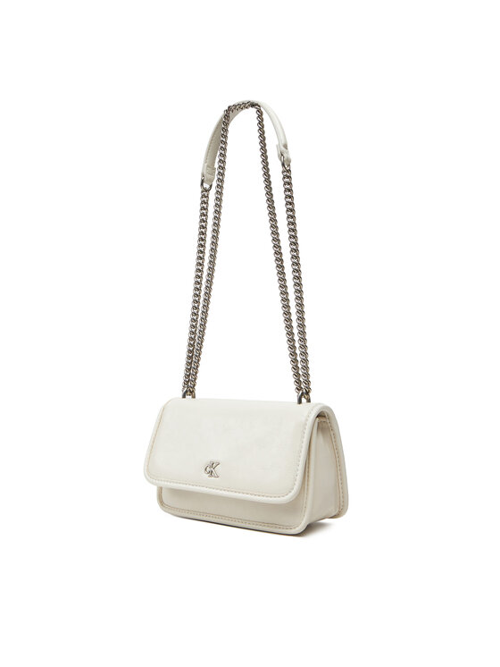 Calvin Klein Jeans Kabelka Calvin Klein Jeans Chain Mini Ew Flap LV04K3085G Krémová