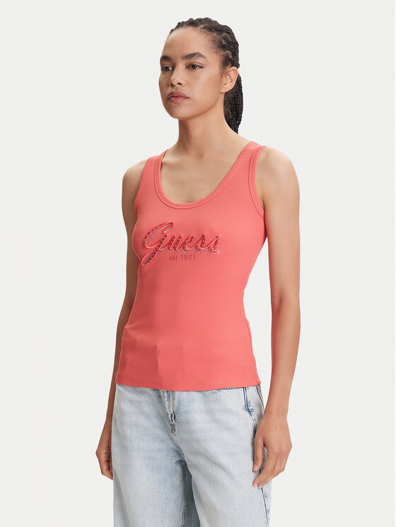 Guess Guess Топ W5YP00 KCXJ2 Рожевий Regular Fit