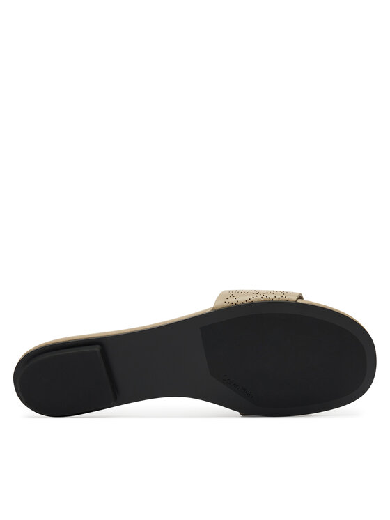 Calvin Klein Klapki Calvin Klein Org Flat Sndl One Bar Lth Aop HW0HW02857 Beżowy