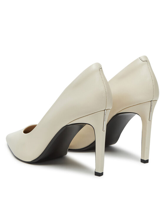 Calvin Klein Pantofi cu toc subțire Calvin Klein Pump 90 Pointy Hw Bar Lth HW0HW02527 Bej