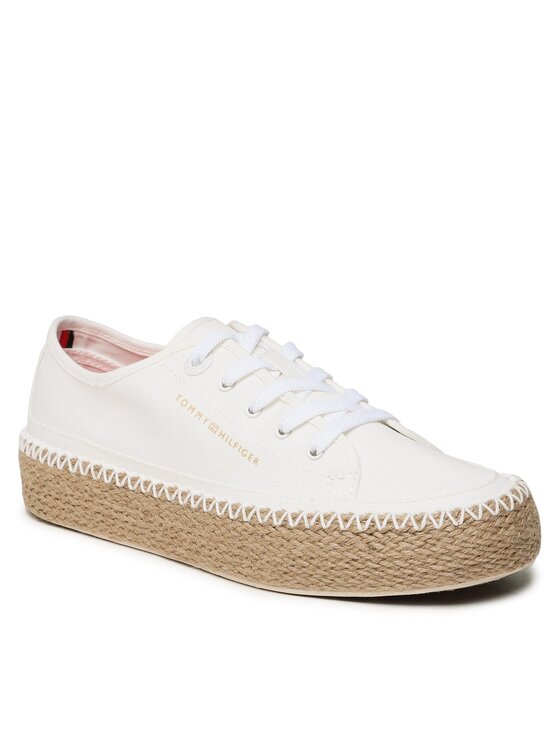 Tommy Hilfiger Espadrilky Tommy Hilfiger Rope Vulc Sneaker Corporate FW0FW07241 Écru