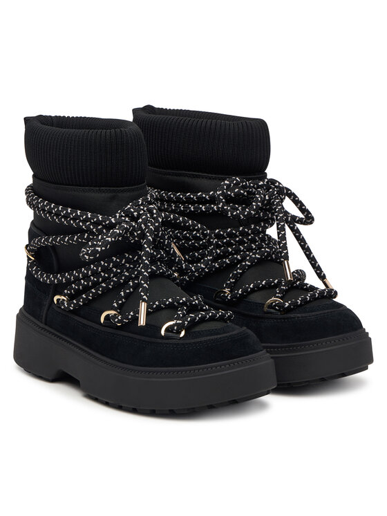 Tommy Hilfiger Snehule Tommy Hilfiger Lace-Up Water Resist Snow Boot FW0FW09546 Čierna