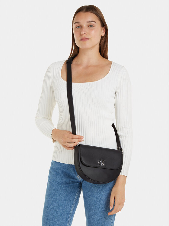 Calvin Klein Jeans Geantă Calvin Klein Jeans Minimal Monogram Saddle Bag22 T K60K611961 Negru