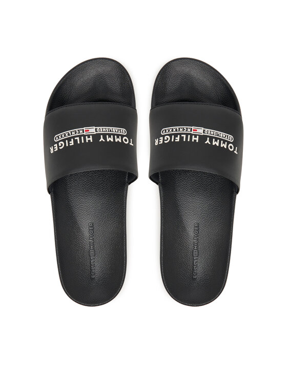 Tommy Hilfiger Šlepetės Tommy Hilfiger Raised Pool Slide FM0FM05761 Juoda