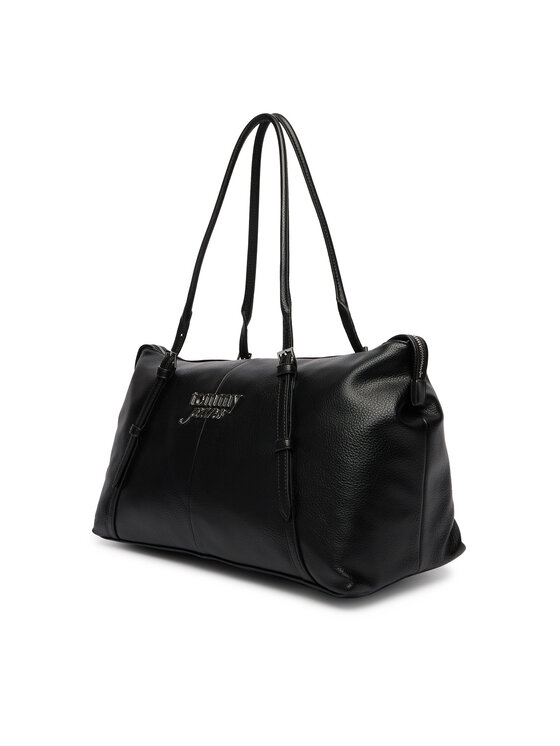 Tommy Jeans Τσάντα Tommy Jeans Pebble Grain Metal Logo Tote Bag AW0AW18472 Μαύρο