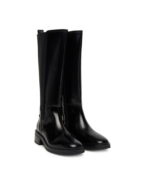 Tommy Hilfiger Ботуши Tommy Hilfiger Th Minimal Abrasivato Long Boot FW0FW08979 Черен