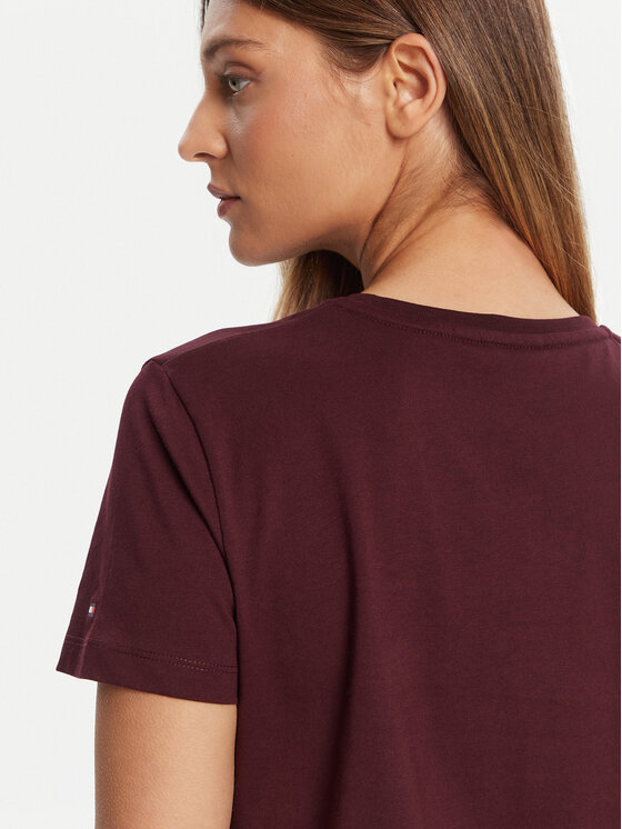 Tommy Hilfiger Tommy Hilfiger Camiseta Gold Crest WW0WW46153 Guinda/burdeos Regular Fit