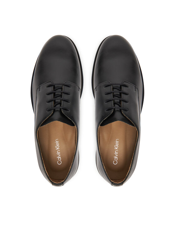 Calvin Klein Nizki čevlji Calvin Klein Ess Rubber Derby Lth HM0HM02056 Črna