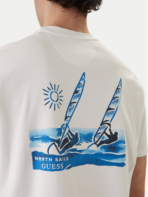 Guess Guess Camiseta GUESS x NORTH SAILS M6GI46 K3495 Blanco Regular Fit