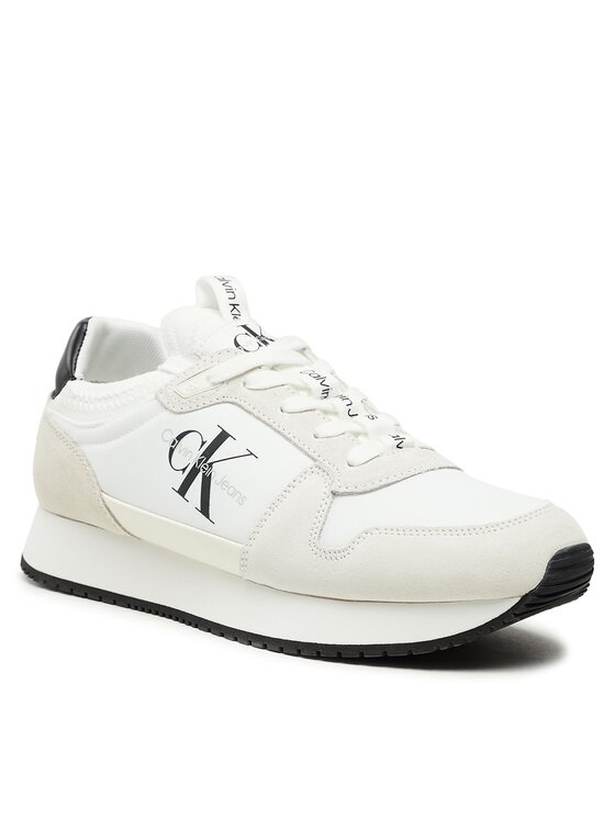 Calvin Klein Jeans Tenisice Calvin Klein Jeans Runner Sock Laceup Ny-Lth YM0YM00553 Bijela