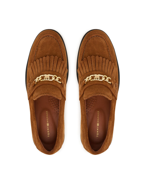 Tommy Hilfiger лоуфъри с дебела подметка Tommy Hilfiger Th Chain Fringe Suede Loafer FW0FW09918 Кафяв