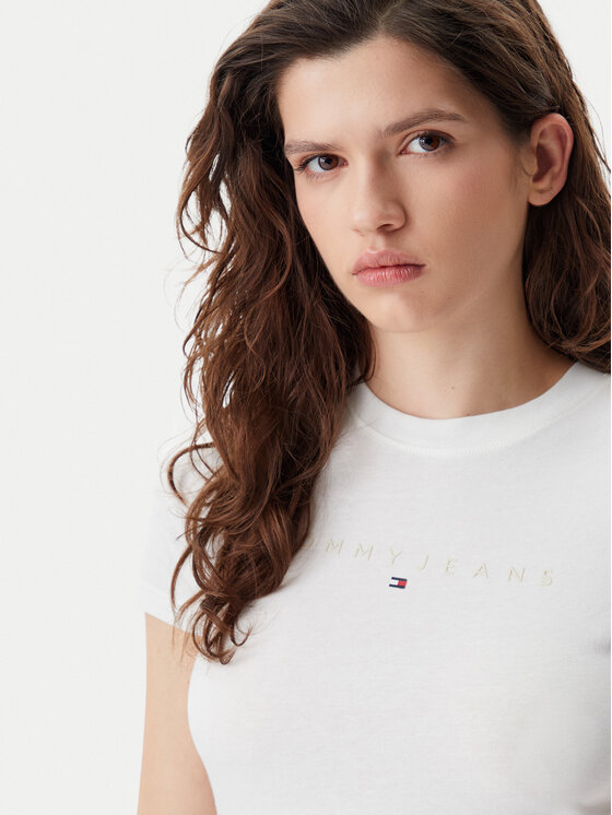 Tommy Jeans Tommy Jeans T-shirt Tonal Linear DW0DW20315 Écru Slim Fit