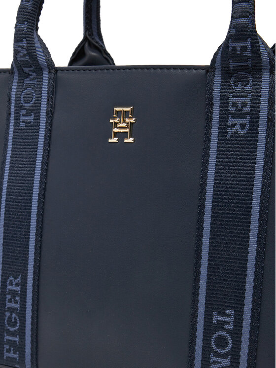 Tommy Hilfiger Ročna torba Tommy Hilfiger Th Logotape Mini Tote AW0AW17201 Mornarsko modra