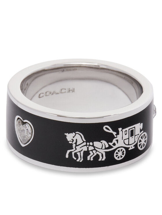 Coach Žiedas Coach Enamel Horse & Carriage Band Ring 37479034RHO003 Sidabrinė