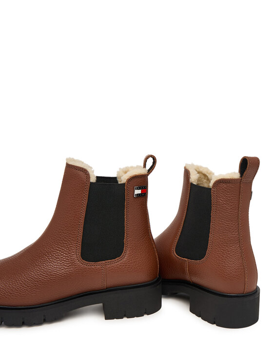 Tommy Jeans Členková obuv s elastickým prvkom Tommy Jeans Tjw Cleated Chelsea Boots Wl EN0EN03102 Hnedá
