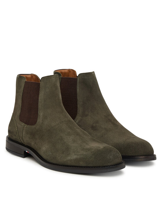 Tommy Hilfiger Ghete Jodhpur Tommy Hilfiger Corporate Dressy Suede Chelsea FM0FM05953 Kaki