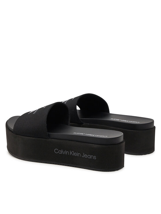 Calvin Klein Jeans Šlepetės Calvin Klein Jeans Flatform Sandal Met YW0YW01036 Juoda