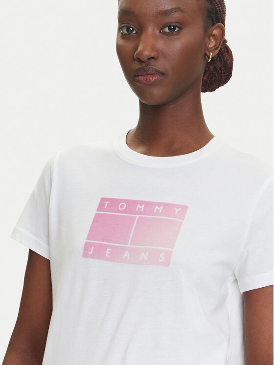 Tommy Jeans Tommy Jeans T-shirt Gradient Flag DW0DW20905 Bianco Regular Fit
