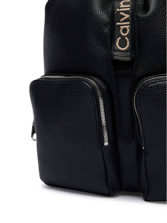 Calvin Klein Раница Calvin Klein Weebbing Strap Flap Backpack LV04F3645G Черен