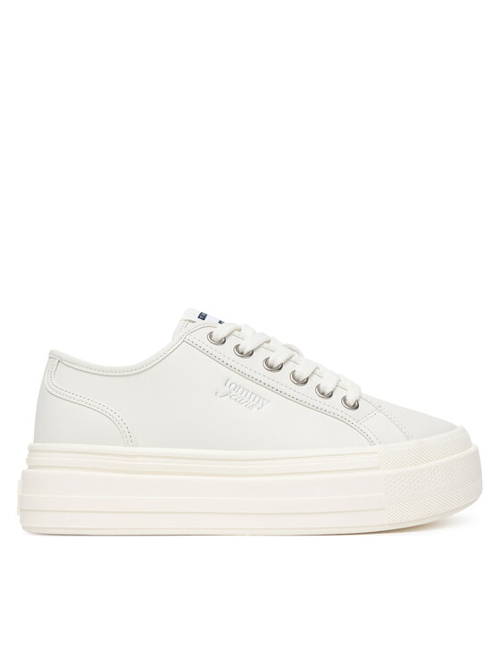Tommy Jeans Sneakersy Tommy Jeans Tjw Flatform Sneaker Ltr EN0EN02964 Écru