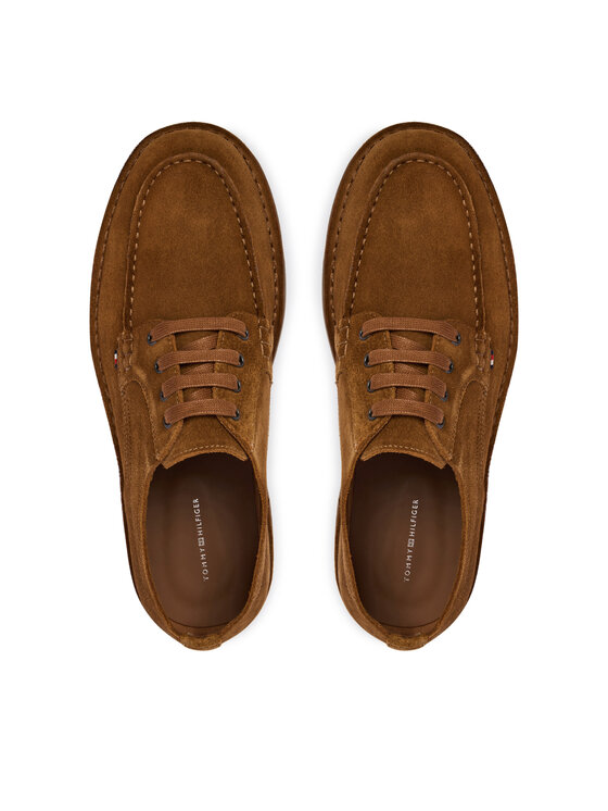 Tommy Hilfiger Cipele Tommy Hilfiger Stitchdown Suede Derby FM0FM05841 Smeđa