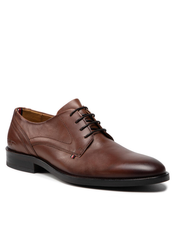 Tommy Hilfiger Félcipő Tommy Hilfiger Sugnature Hilfiger Leather Shoe FM0FM03929 Barna
