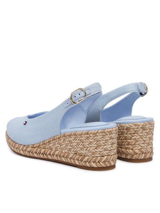 Tommy Hilfiger Espadrile Tommy Hilfiger Hemp Slingback Wedge Espadrilles FW0FW09472 Albastru deschis