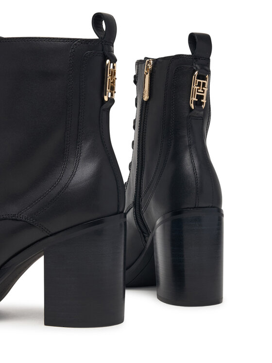 Tommy Hilfiger Gležnjače Tommy Hilfiger Ltr Square Toe Heel Lace-Up Boot FW0FW09554 Crna
