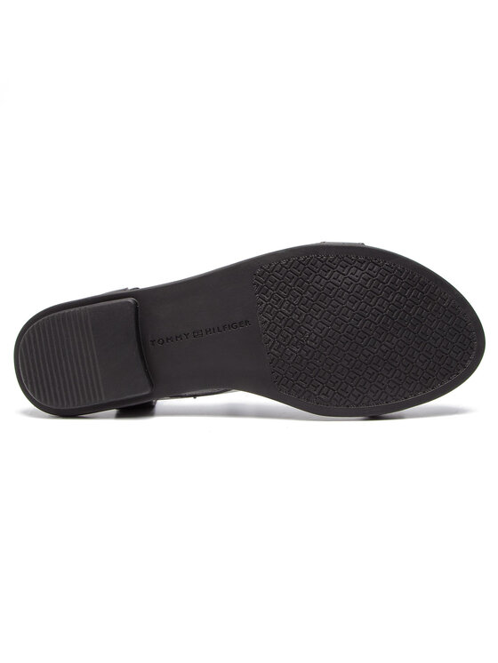 Tommy Hilfiger Sandale Tommy Hilfiger Elevated Leather Flat Sandal FW0FW03946 Negru